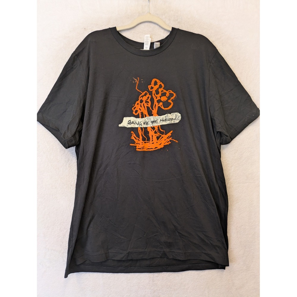 Bring Me The Horizon T-Shirt Men's XL Black Orange Floral Graphic Band Tee